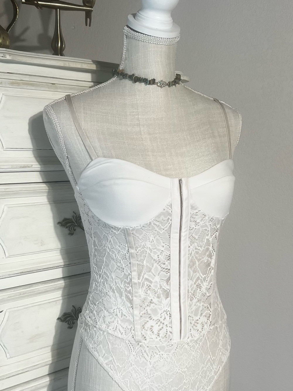 Free People Ivory Lace Bustier Bodysuit